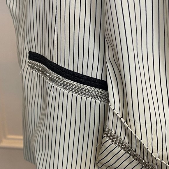 Lux Balenciaga Striped Spring Summer Shawl Collar Blazer Bllack & White - Picture 5 of 6